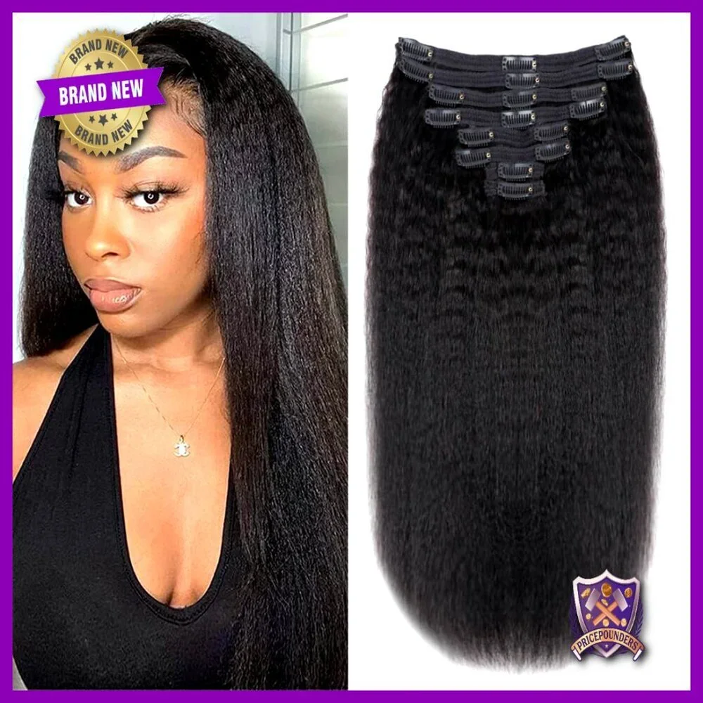 Brazilian Human Hair Clip-In Extensions 120g 16in Kinky Straight Remy